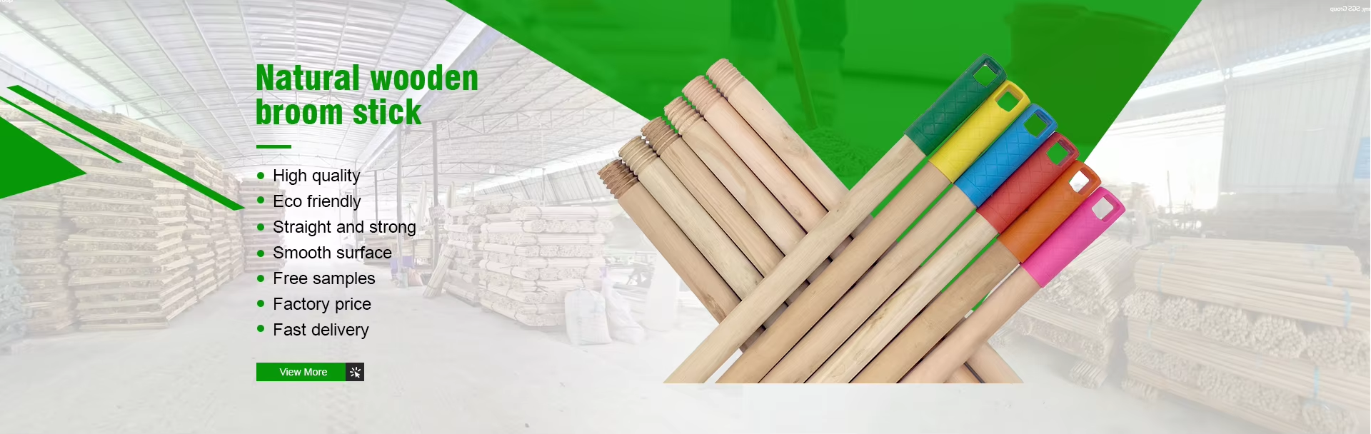 Natural wooden broom stick