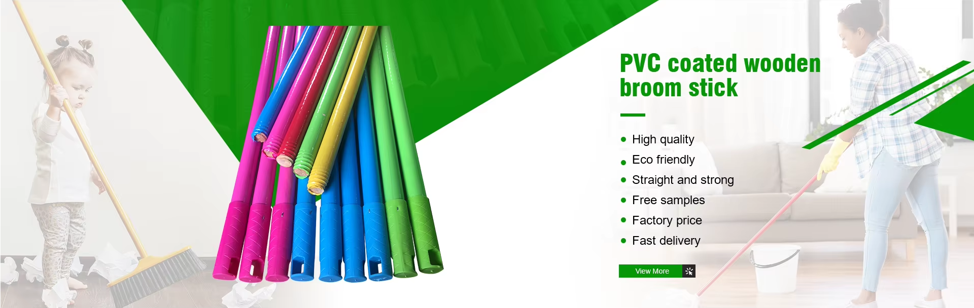 PVC Coated Wooden Broom Stick