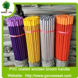 South America Stripe design 2.2x120cm PVC coated wooden broom stick mop handle for Escobas